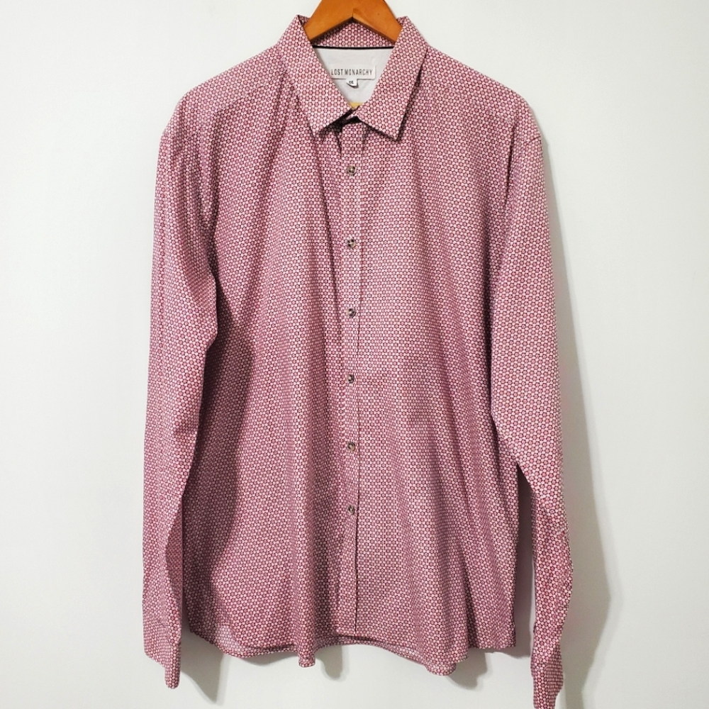 Lost Monarchy Red Pattern Long Sleeve Button Fron… - image 2